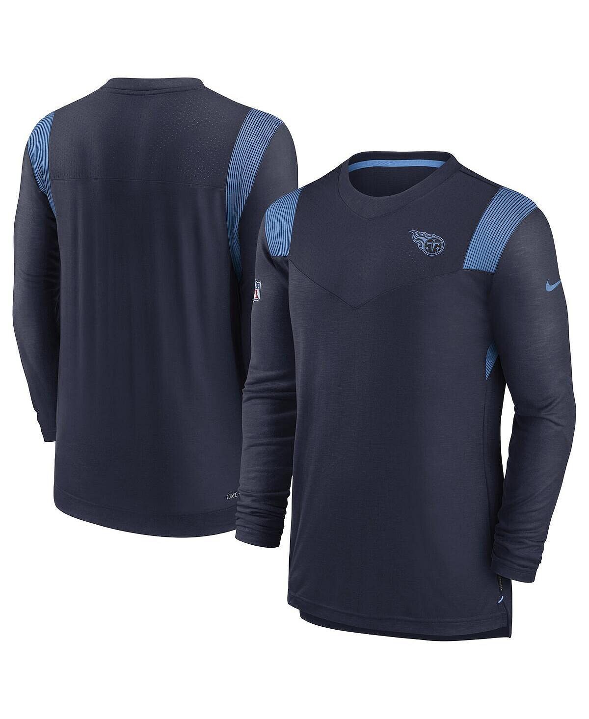 

Мужская темно-синяя футболка с длинным рукавом tennessee titans sideline с логотипом performance player Nike, синий