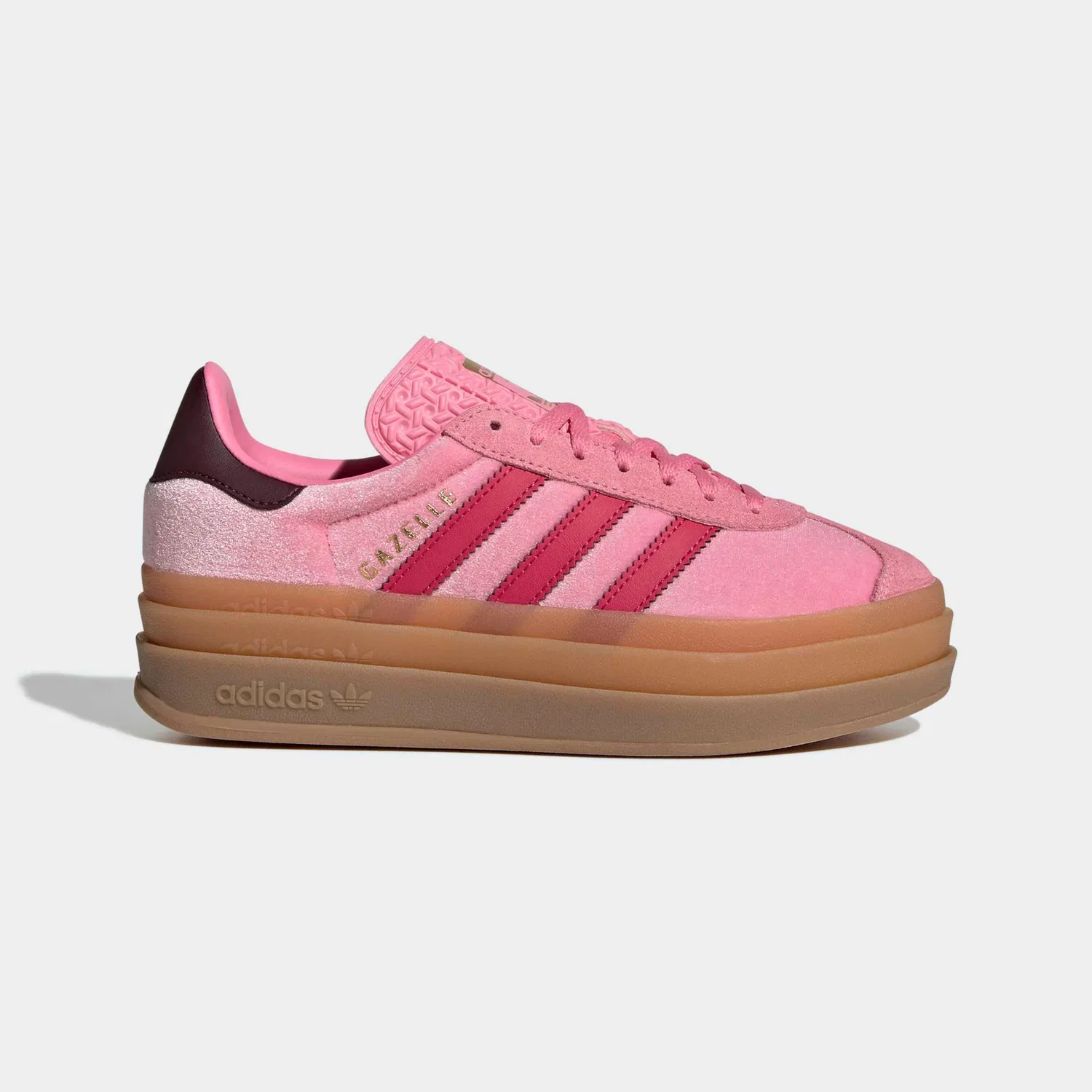 Детские кроссовки на платформе Gazelle Bold Adidas Originals, Bliss Pink / Ruby Red / Maroon — фото 2
