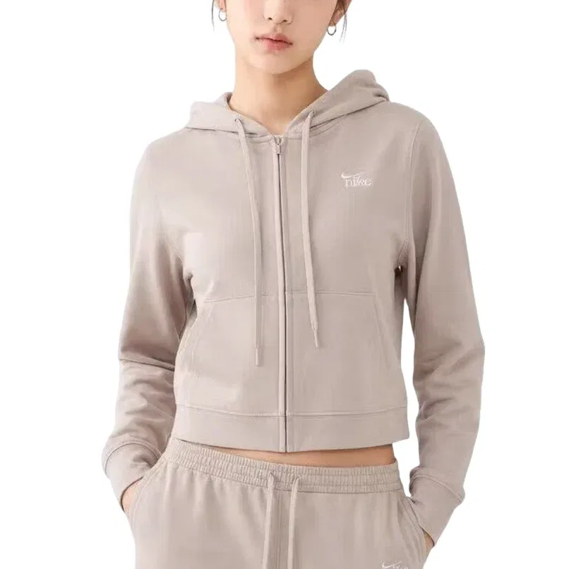 Женская куртка Sportswear Light Weight Jersey Hooded Jacket Asia Sizing 'Light Brown Beige' Nike, Light Brown / Beige — фото 3