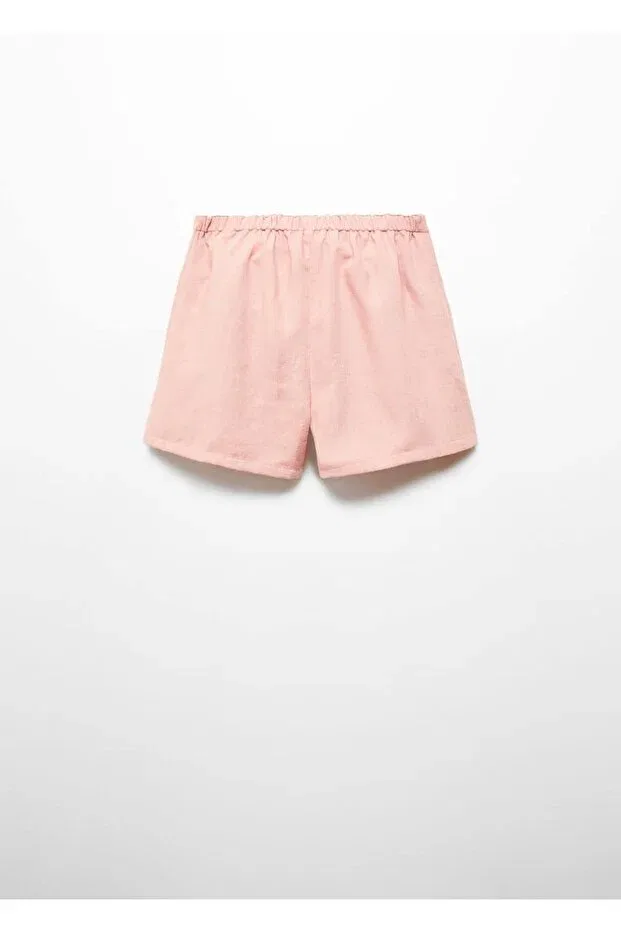Детские шорты для девочек хлопковые Mango Kids, Pink — фото 4