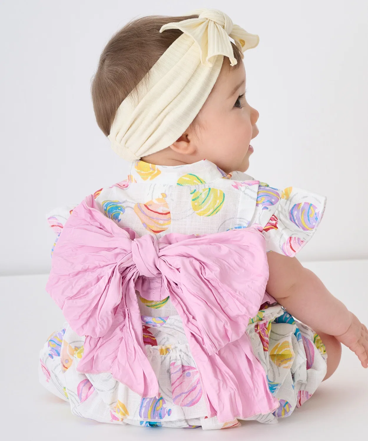 Детское кимоно-юката для девочек с принтом, модель BABY GIRLS, petit main, Ivory — фото 2