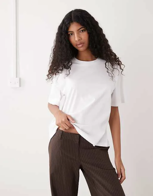 

Белая объемная футболка свободного кроя Monki, Белый, Белая объемная футболка свободного кроя Monki