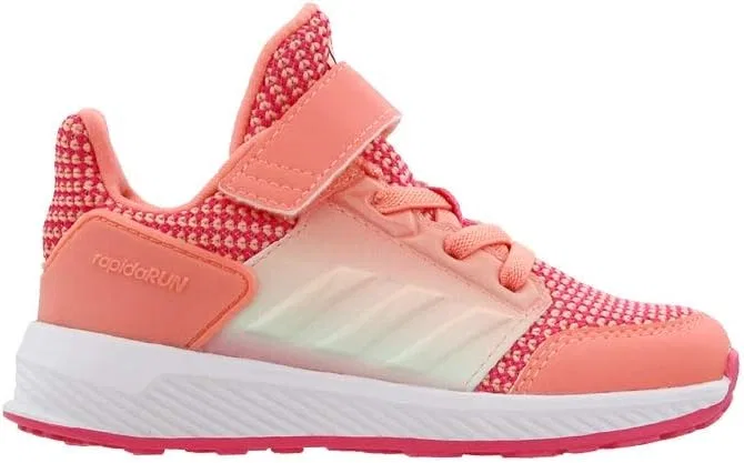 Детские кроссовки для мальчиков с вязаным верхом RapidaRun adidas, Chalk Coral/White/Real Pink