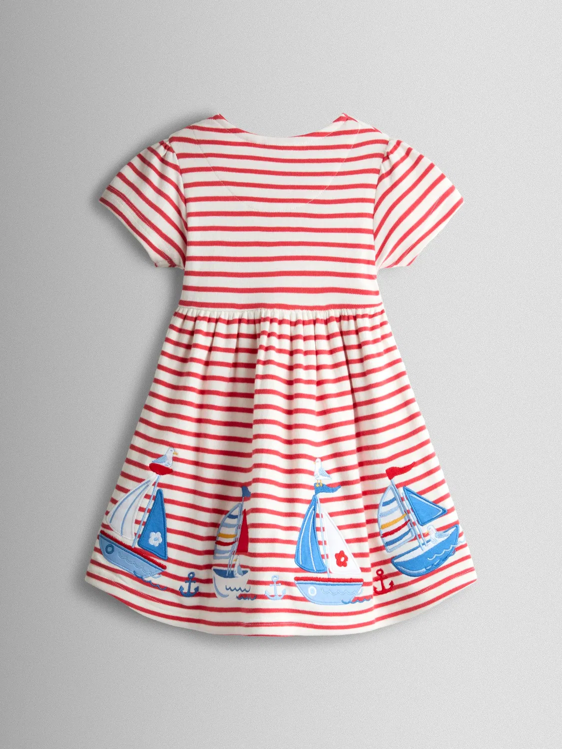 Платье с аппликацией лодка, Classic Button Front Jojo Maman Bébé, красное — фото 3