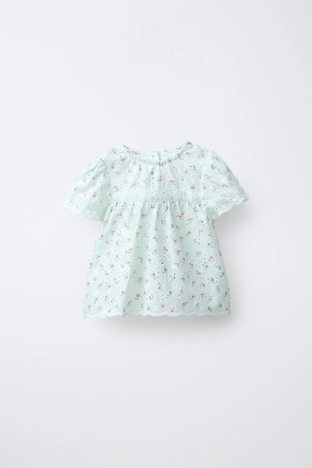 Рубашка с вышитым швейцарским цветочным принтом ZARA, Sea Green