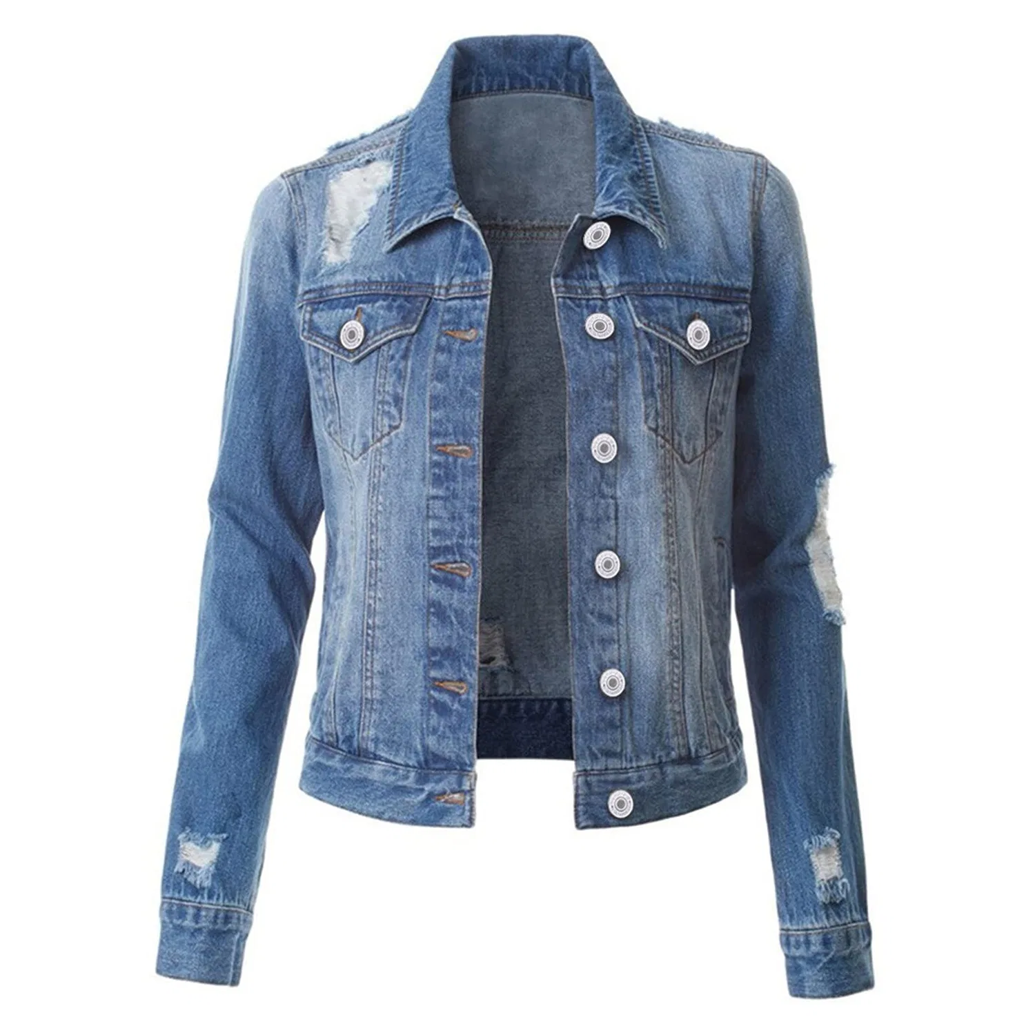 Женская джинсовая куртка оверсайз с длинным рукавом, модель Transition Jacket, blue — фото 3