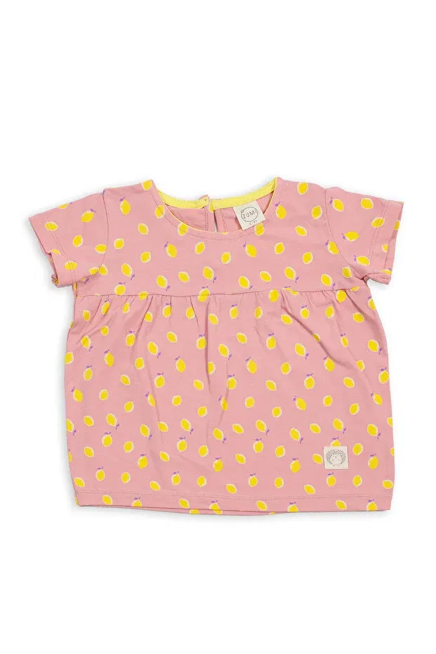 Детская футболка для девочек хлопковая Lemon Printed Powder Zumi Baby Kids, Pudra (Limon Baskılı) — фото 4