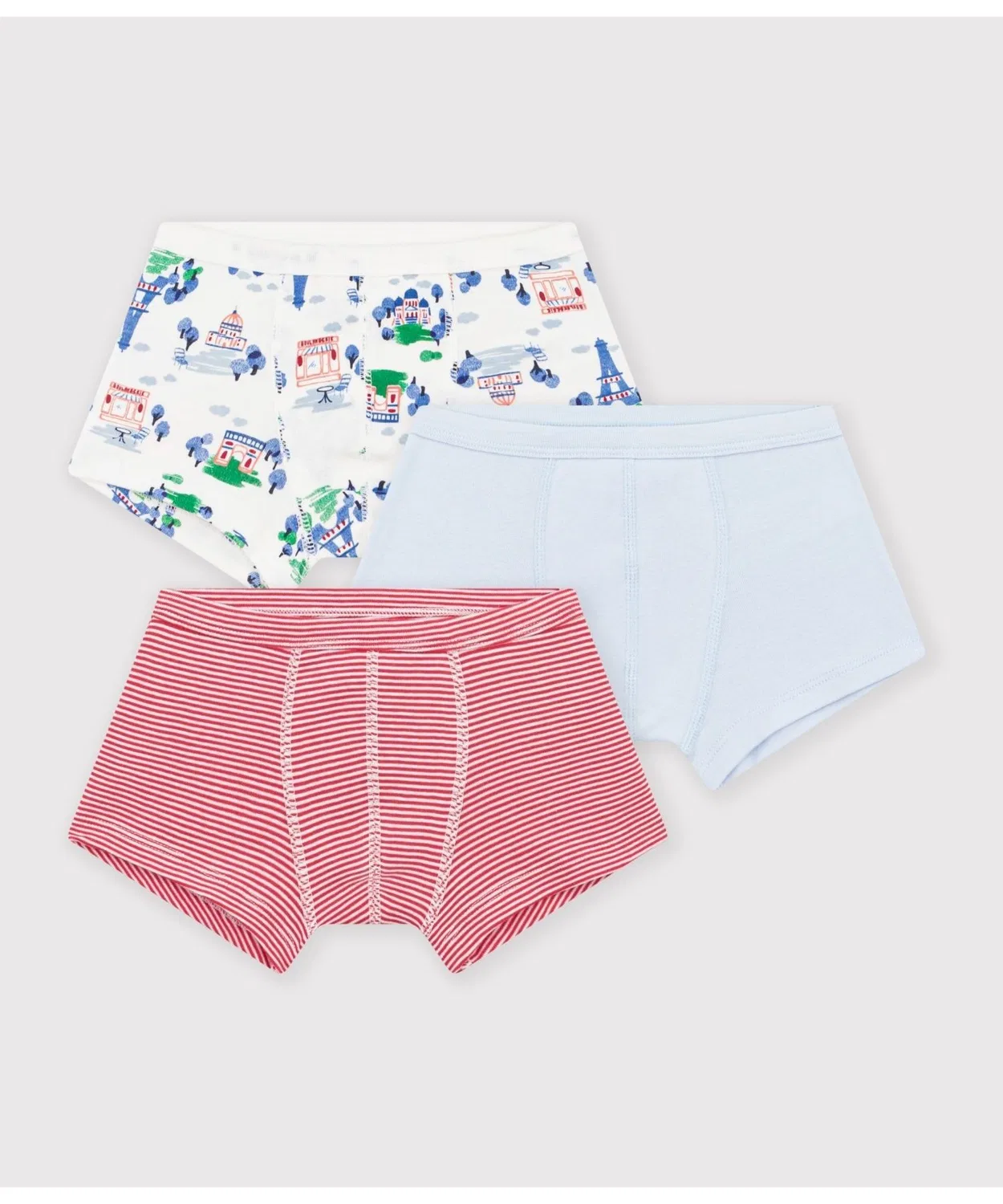 Детские трусы-боксеры с принтом, комплект из 3 штук, Petit Bateau, Multicolor