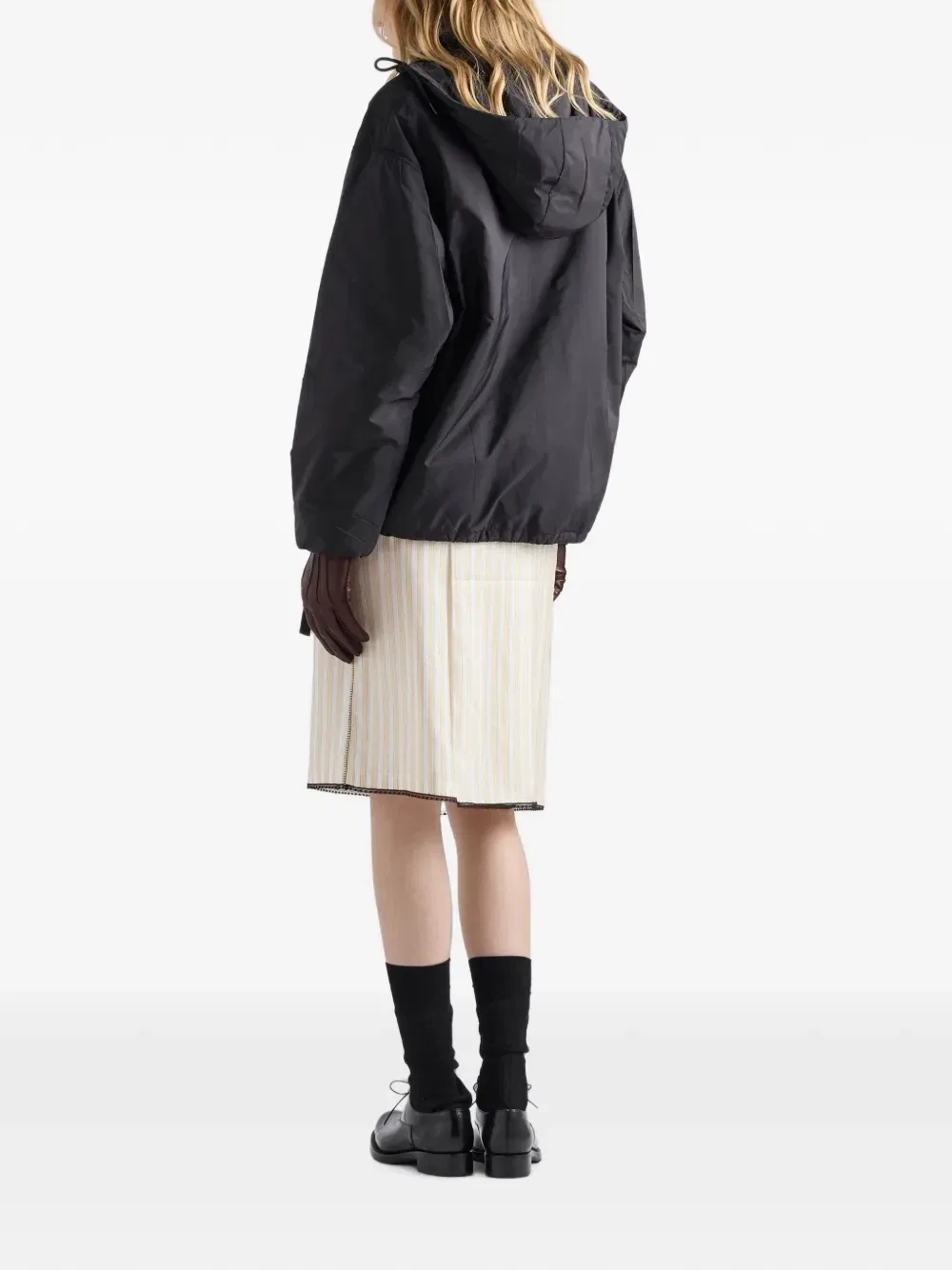 Легкая блузочная куртка из переработанного нейлона Prada, черный — фото 3