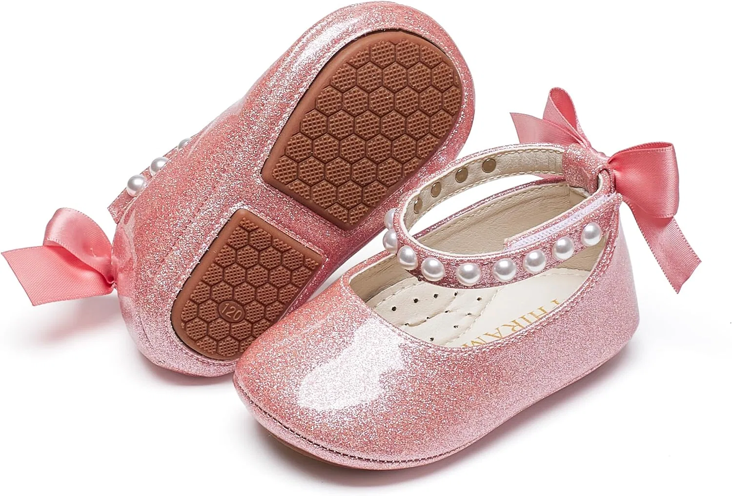 Детские туфли Мэри Джейн для девочек PHIRAMIN, Glitter Pink