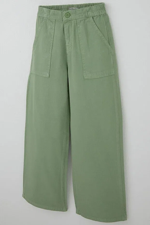 Детские брюки для девочек широкие с принтом Breeze, Mint Green — фото 3