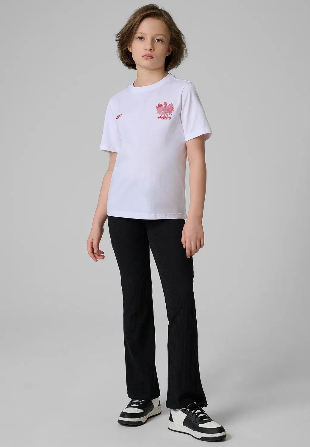 Koszulka kibica dziecięca - biała 122 (6-7 лат) унисекс - спортивная футболка 4F, White-Red