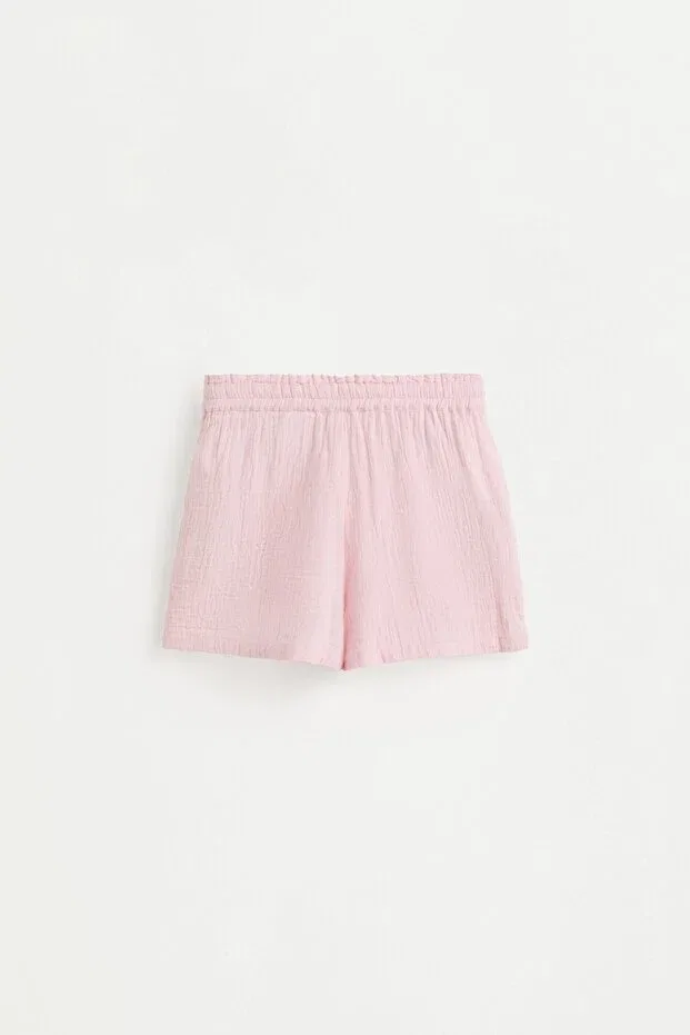 Детские шорты для девочек хлопковые Double-Layered gauze shorts Lefties, Pink — фото 2