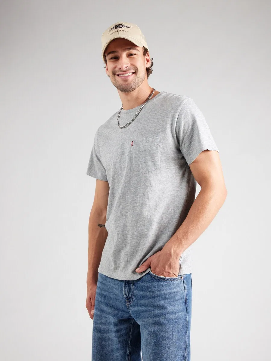 Классическая футболка с карманом светло-серого цвета Levi'S — фото 3
