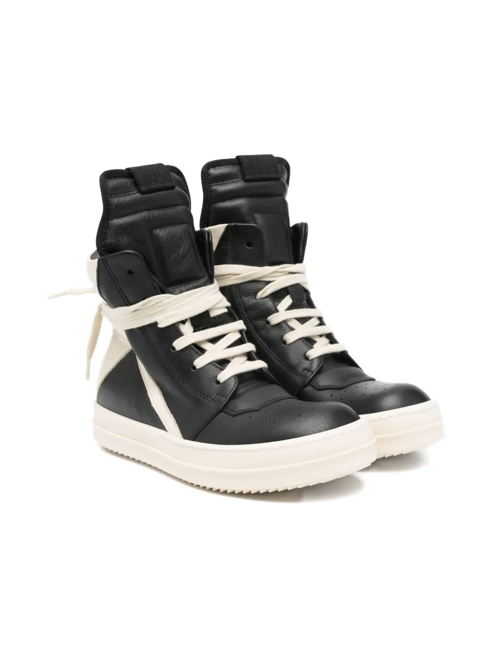 

Кожаные высокие кеды Rick Owens Kids, черный