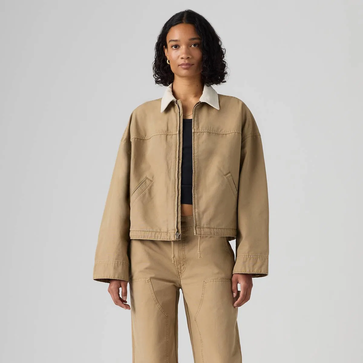 Свободная рабочая куртка дальнобойщика Levi's, Canvas Kelp - Tan — фото 3