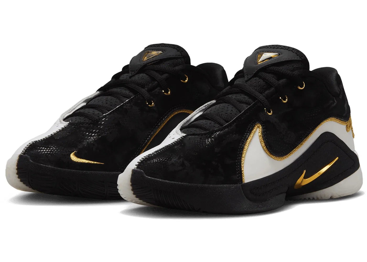 Детские кроссовки для баскетбола Nike LeBron 22, White/Black/Metallic Gold — фото 2