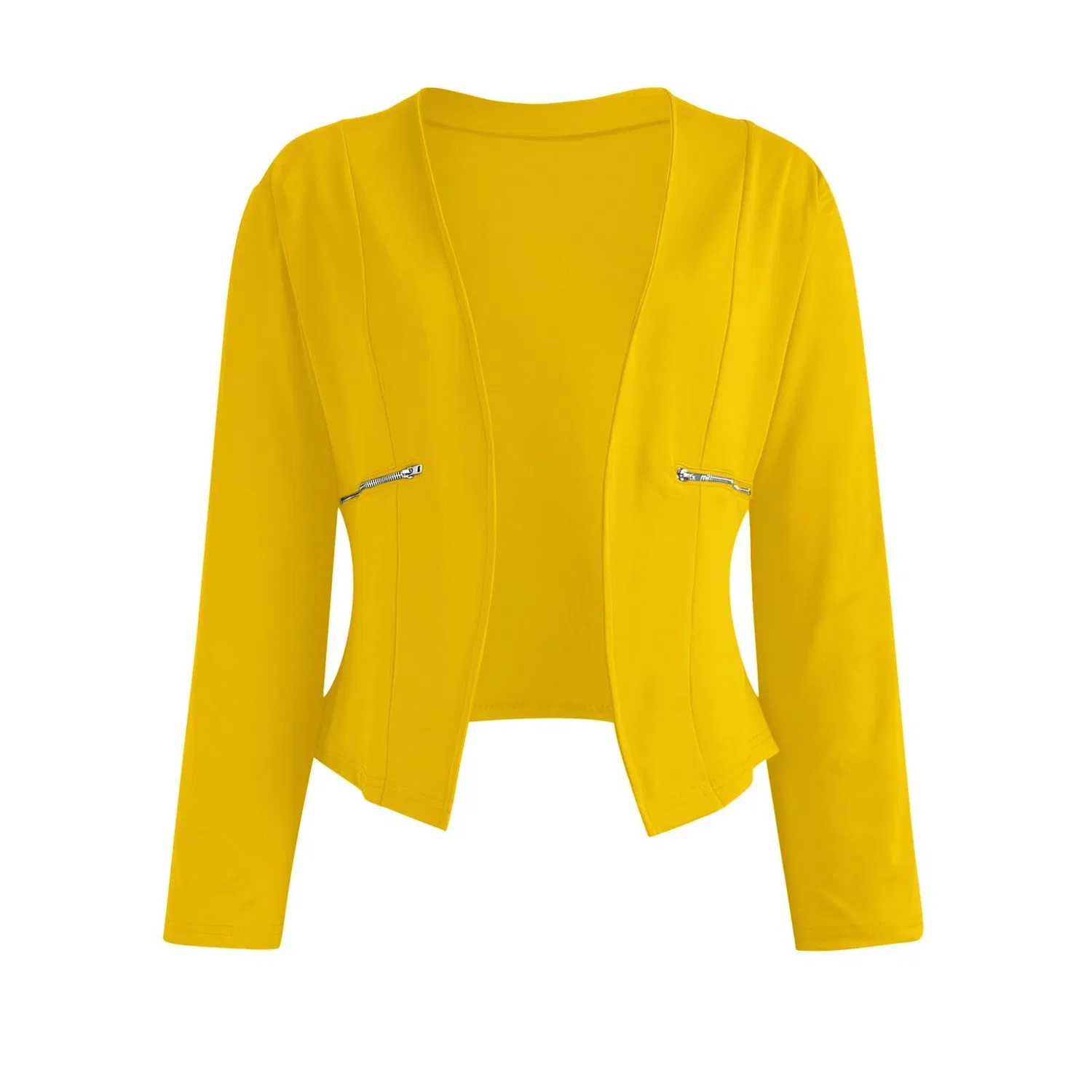 Женская куртка с принтом, модель Giacca da donna elegante, sottile, in stile casual, con chiusura lampo, pratiche tasche, Giallo — фото 2