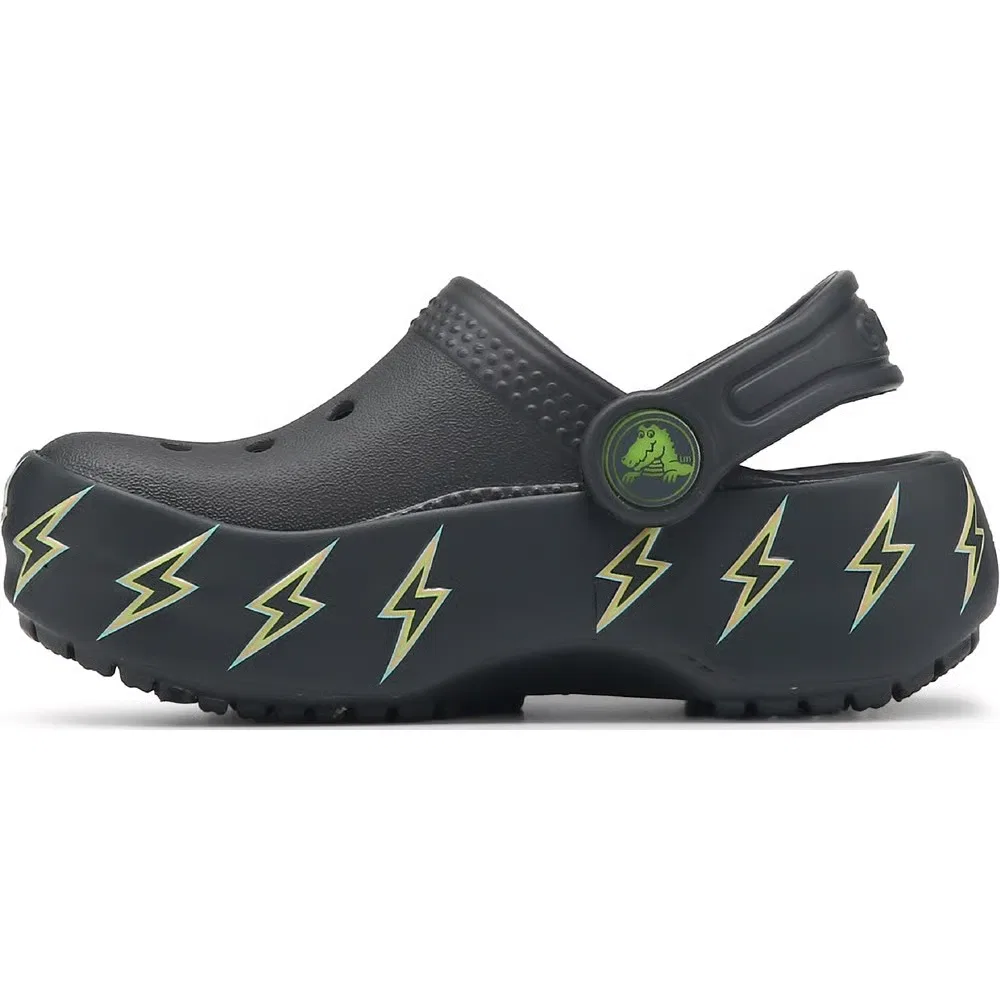 Детские классические светящиеся сабо с графическим рисунком для малышей Crocs, Carbon Grey — фото 3
