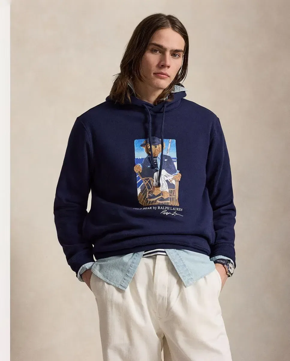 Мужская худи с капюшоном с принтом Polo Bear Polo Ralph Lauren, Azul Marino