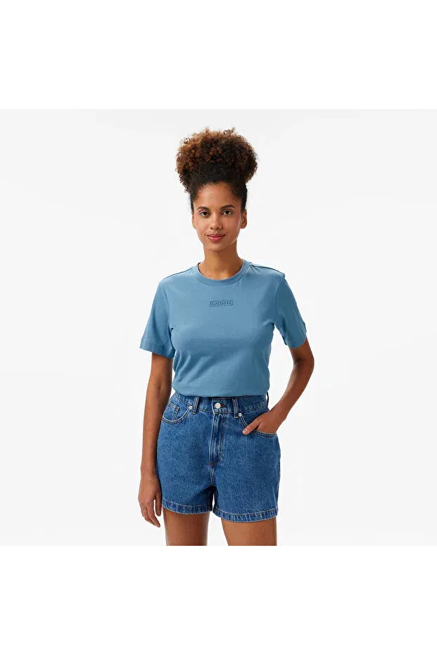 Футболка Lacoste HD9 Mavi, однотонная, синяя