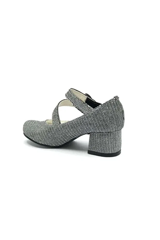 Детские туфли для девочек на низком каблуке с бантом Iremsu 7845 side ribbon girls' heeled children's shoes Kocamanlar, Platin — фото 3