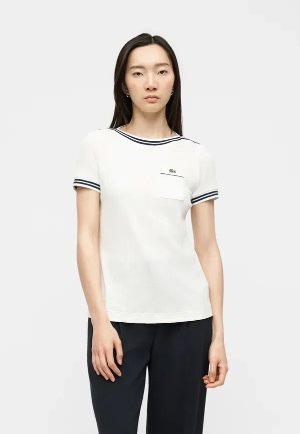 Футболка Lacoste Classic, белый/темно-синий, круглый вырез