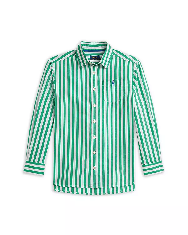 

Полосатая хлопковая рубашка свободного кроя из поплина для девочек - для детей постарше. Ralph Lauren, мультиколор