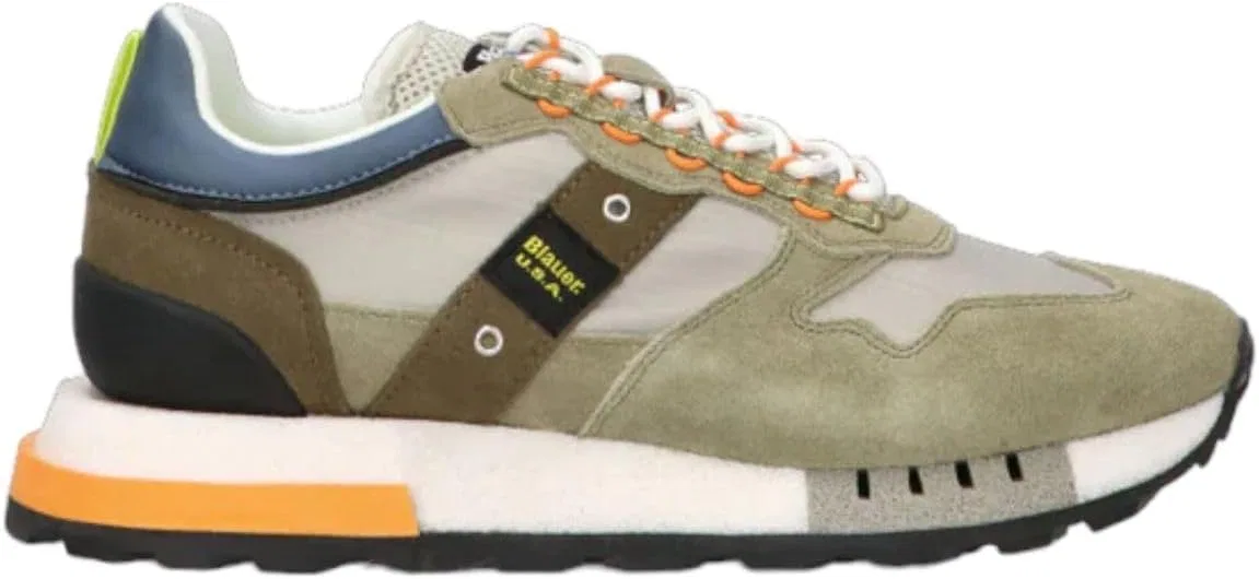 Blauer HT Кроссовки Blauer Scarpe Heron 02 из замши/нейлона цвета милитари/серого цвета US24BU10 S4HERON02/RIS