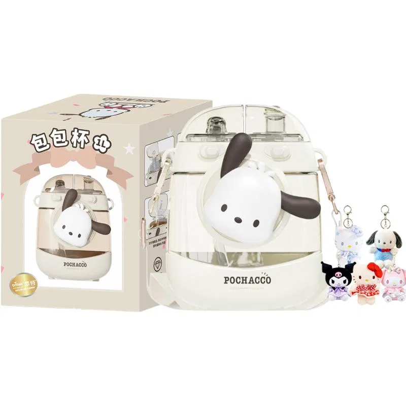 Детская бутылка для воды с трубочкой, 1000 мл, Pochacco, Sanrio, Multicolor