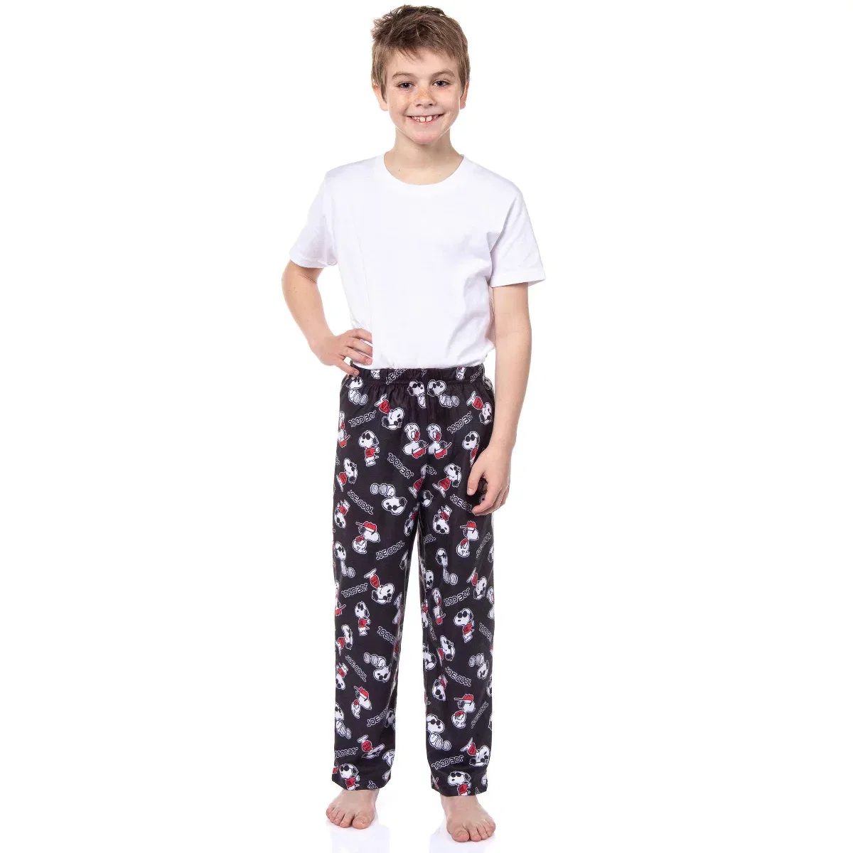 Детские пижамные штаны для мальчиков с принтом Joe Cool Snoopy Peanuts, Black — фото 4