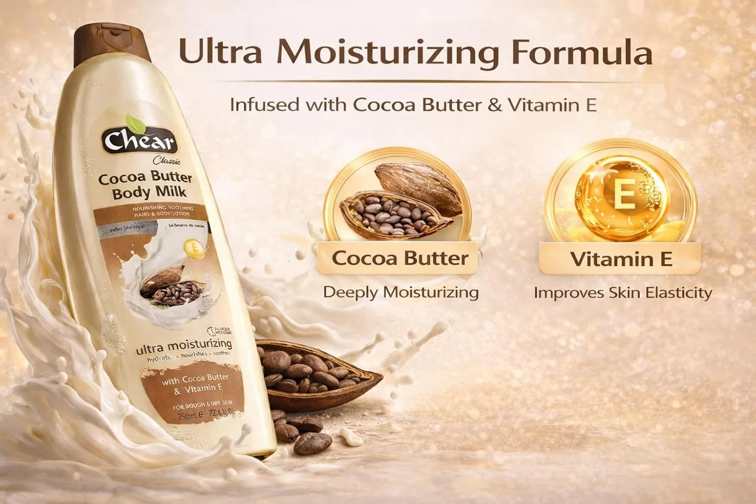 Лосьон для тела и рук Cocoa Butter & Vitamin E, Chear, 750 мл — фото 4
