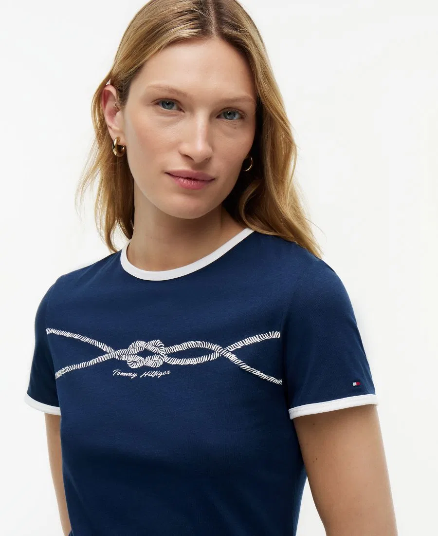 Футболка с контрастной окантовкой Tommy Hilfiger, Dark Night Navy — фото 3