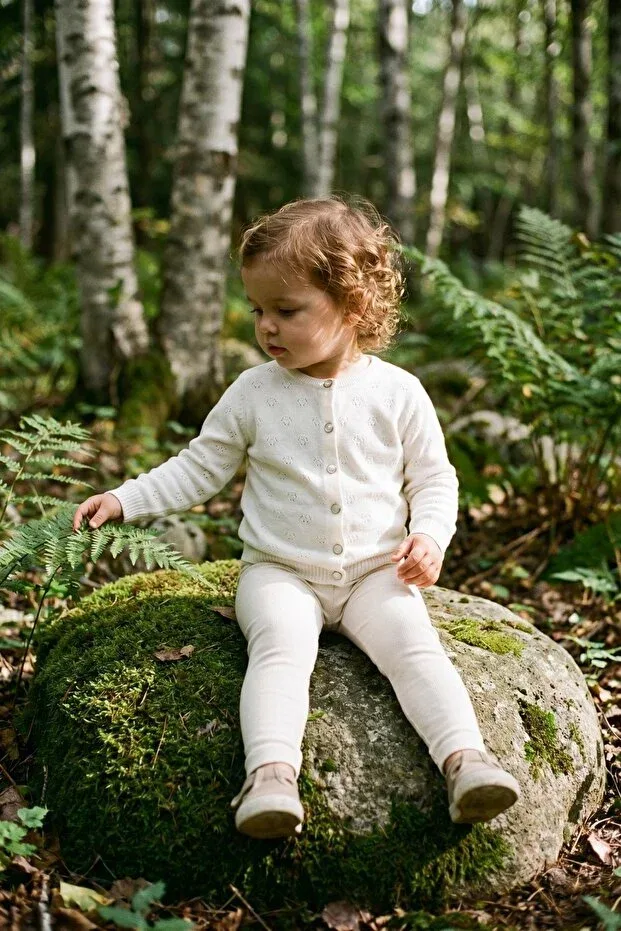 Детский вязаный кардиган с принтом Stamp Pattern Trend Baby Kids, White — фото 3