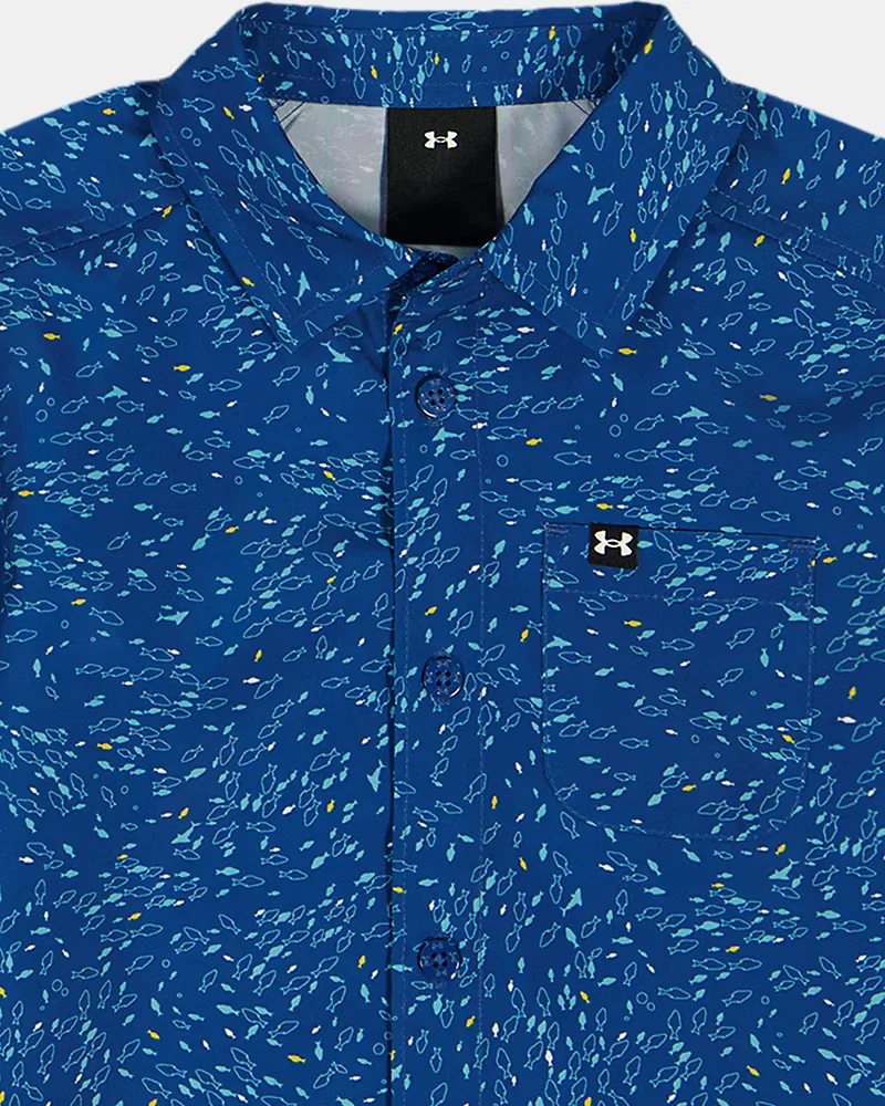 Детский комплект из рубашки и шорт, быстросохнущий, Drift Tide Printed UnderArmour, Varsity Blue/White — фото 2