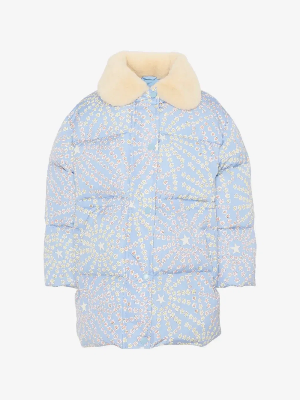 Стеганая куртка с принтом в виде звезд Stella McCartney Kids, синий