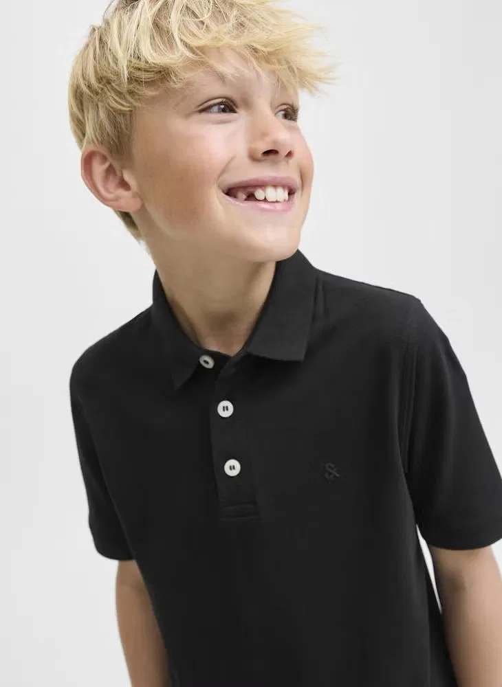 Поло классическое хлопковое Jack & Jones Junior, черный — фото 3