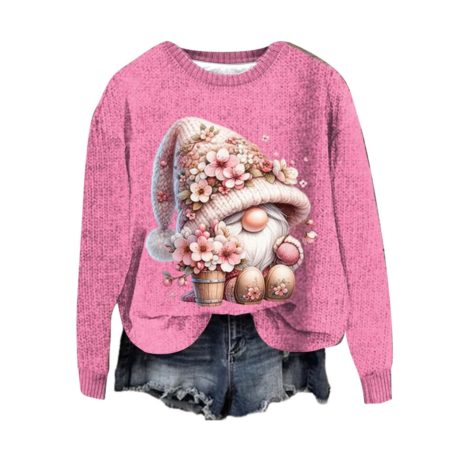 Женский свитшот с принтом Ugly Santa Claus HUIFUAO, Z02 Hot Pink