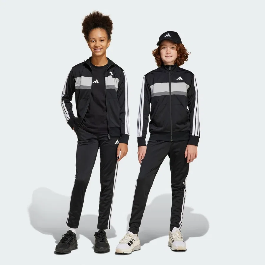 Спортивный костюм с длинным рукавом и молнией Tiberio 3-Stripes adidas, Черно-белый
