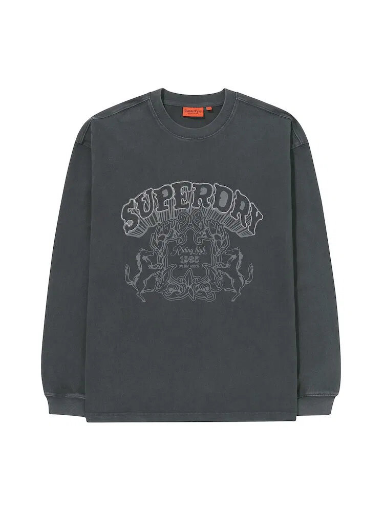 Футболка с длинным рукавом Vintage Work Washed SUPERDRY, Dark Grey — фото 3