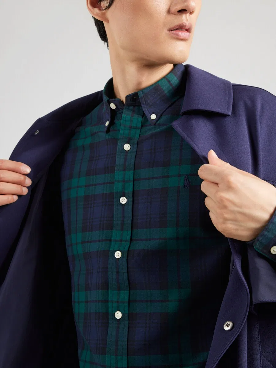 Рубашка Polo Ralph Lauren Regular fit Button Up Shirt 'CLASSIC' темно-синего цвета — фото 3