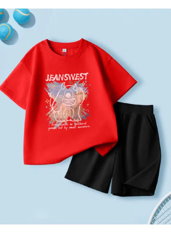 Jeanswest Комплект одежды для мальчиков с принтом из хлопка, красный