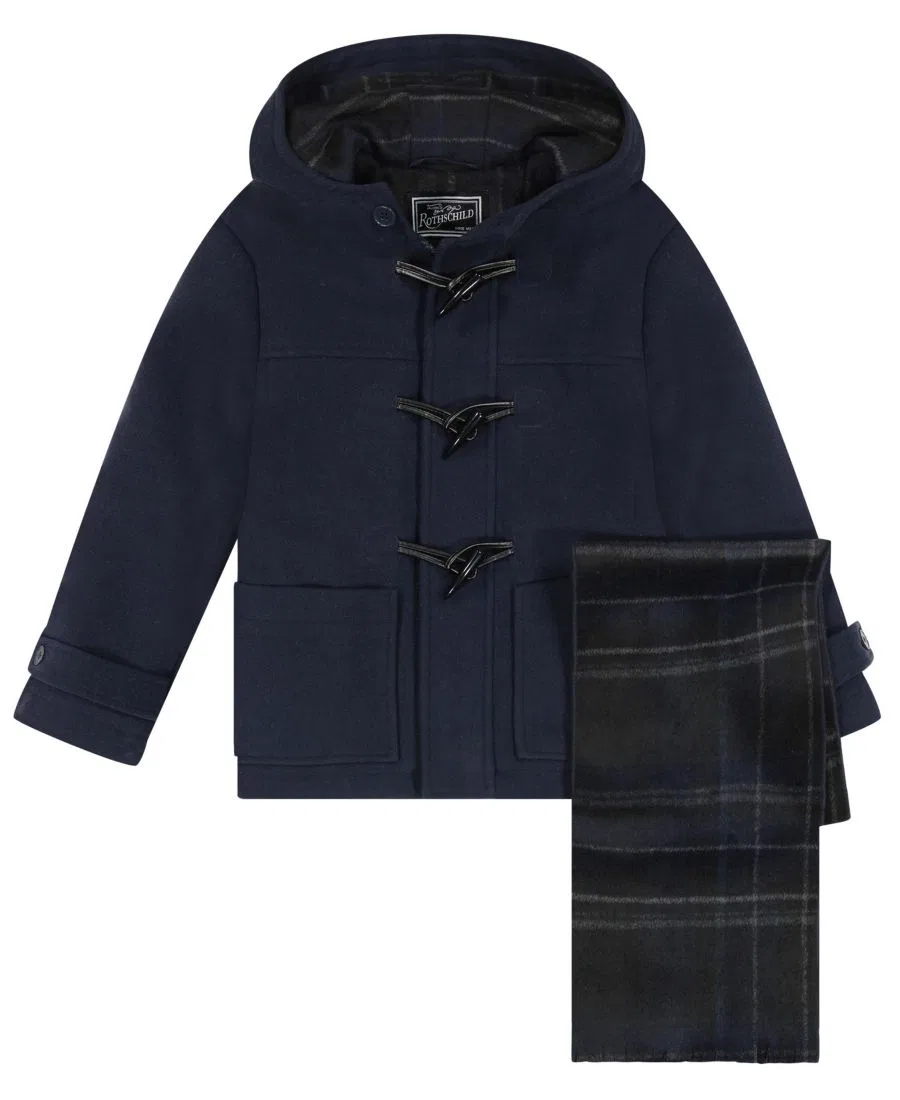 Пальто с капюшоном и шарфом, длинный рукав, модель Iconic Toggle Coat S Rothschild & CO, Dark Navy