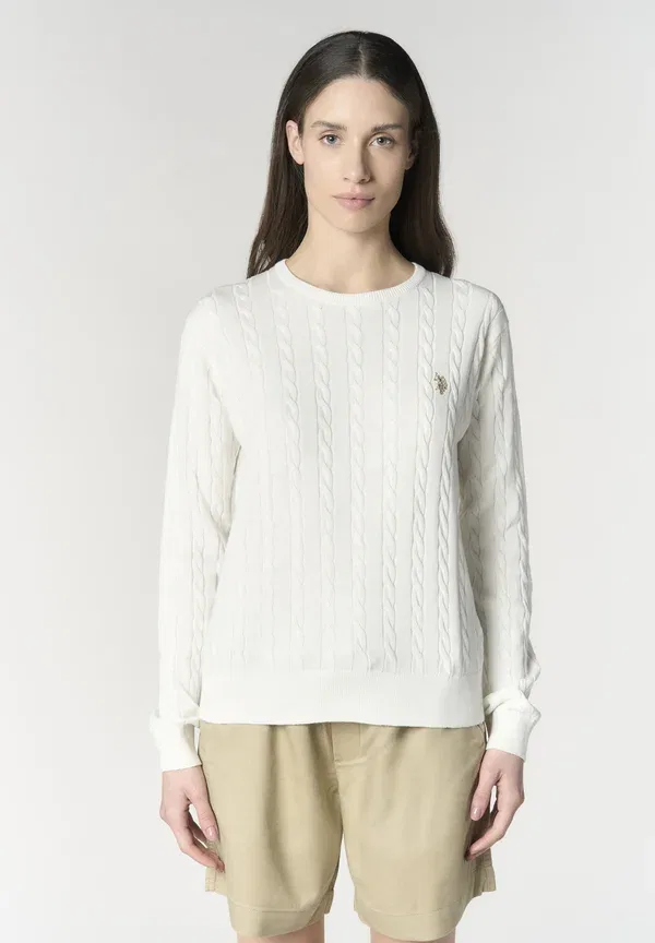 Джемпер хлопковый Cable Knit U.S. Polo Assn., белый