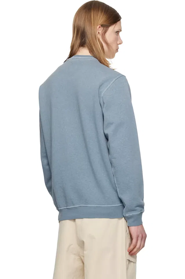 Синий свитшот с эффектом состаренности из флиса Malfilé Stone Island — фото 3