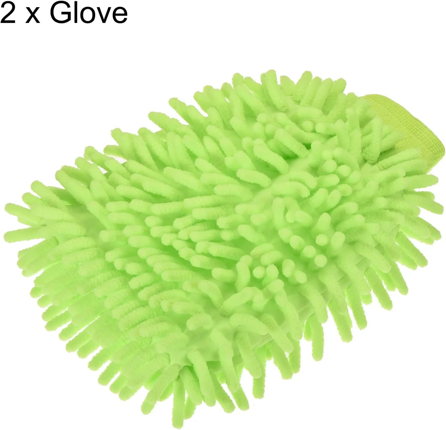 Микрофибровая варежка для мытья, 2 шт, Chenille, 220x150 мм, Light Green Sourcing Map — фото 3
