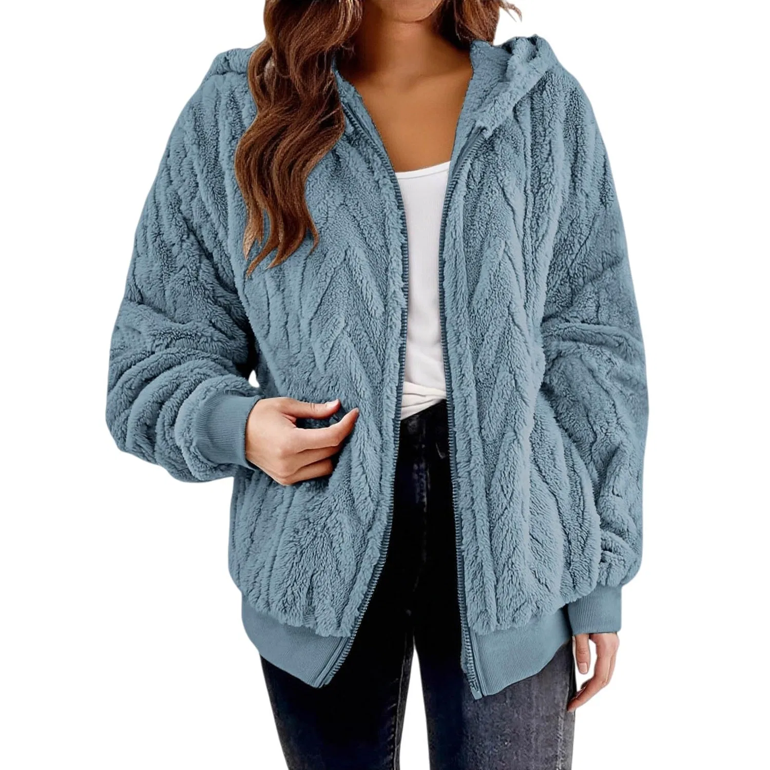 Женское зимнее пальто из флиса с капюшоном Oversize, Marina Militare