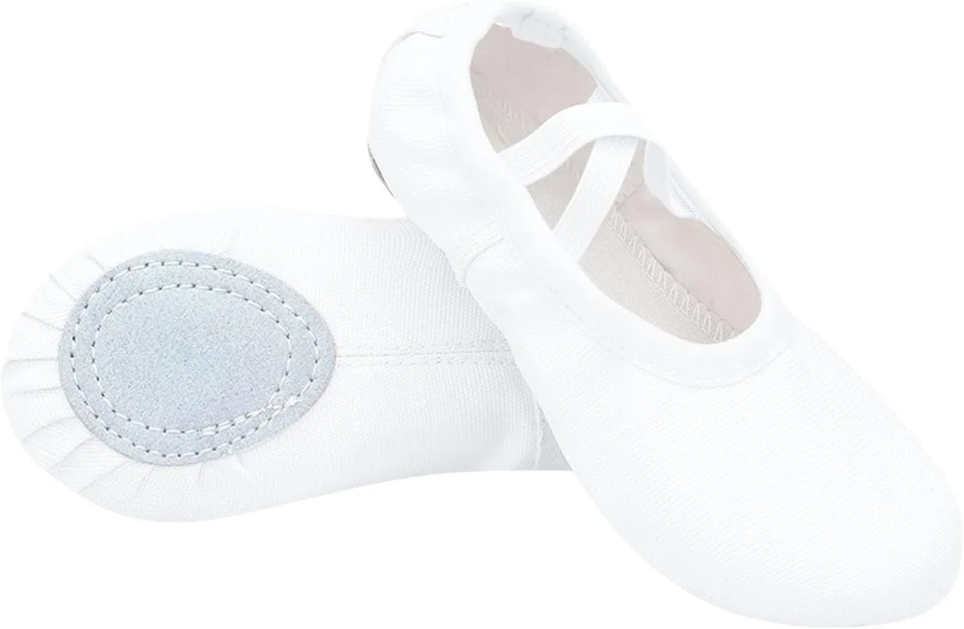 Детские балетки для девочек с мягкой подошвой Canvas Ballet Shoes, White