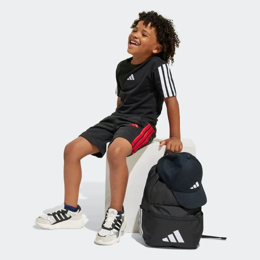 Детская спортивная футболка с коротким рукавом adidas JE0317 Lk 3s Tee 160, Черный — фото 4