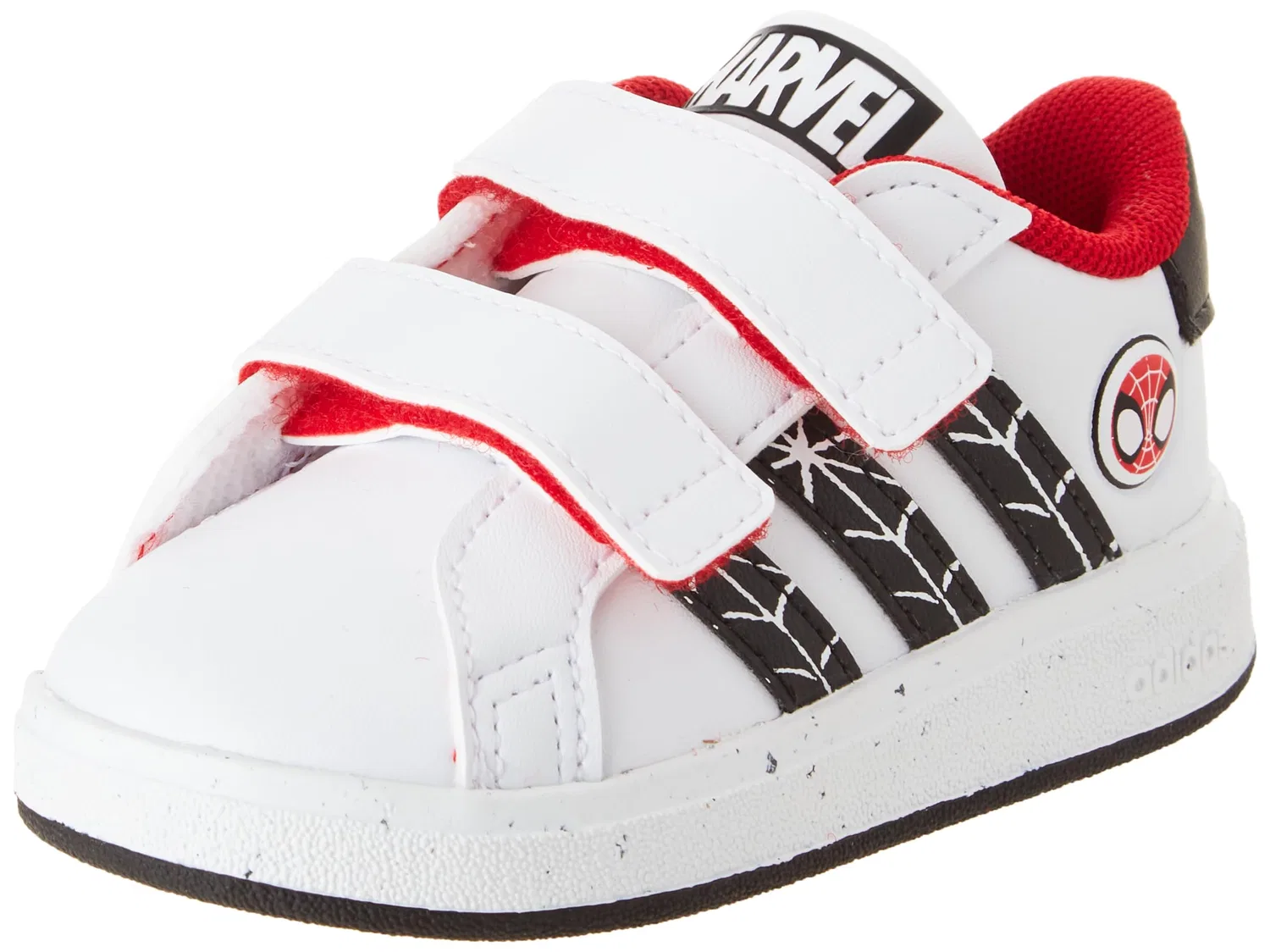 Детские кроссовки с липучками Grand Court Lifestyle Hook and Loop Adidas, White Black Better Scarlet